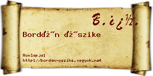 Bordán Őszike névjegykártya